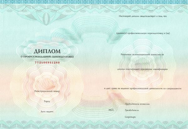 Образец документа: Профессиональная переподготовка